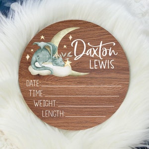 Dragon Birth Stat Sign, Birth Stat Sign, Round Wood Birth Stat Sign, Dragon Birth Announcement, Personalized Birth Stat Sign, Baby Gift B49