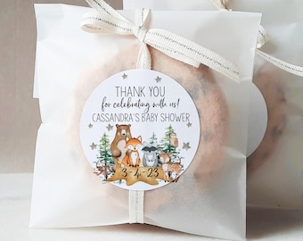 Woodland Baby Shower Favor Stickers, Girl Woodland Baby Shower Labels, Printed Baby Shower Thank You Labels, Woodland Baby Shower, W1
