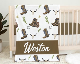 Cowboy Blanket, Personalized Cowboy Baby Blanket, Cowboy Baby Blanket, New Baby Gift, Cowboy Nursery Theme D8