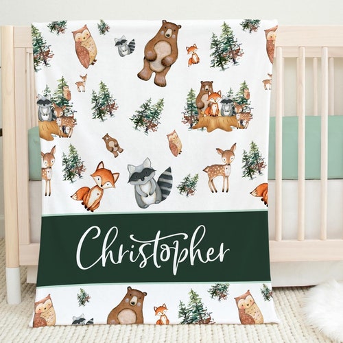 Woodland Baby Blanket Forest Animal Baby Blanket New Baby Etsy