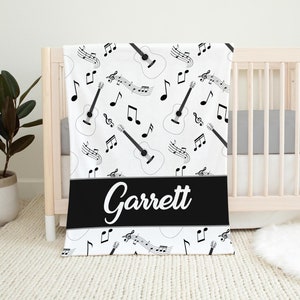 Guitar Nursery Baby Blanket, Musical Instrument Baby Blanket, Guitar Blanket, Music Nursery Theme, New Baby Gift, Music Nursery B39