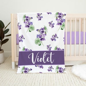 Violets Baby Blanket, Violets Flower Blanket, Personalized Baby Blanket, Floral Nursery Theme, Baby Shower Gift, Violets Nursery F72