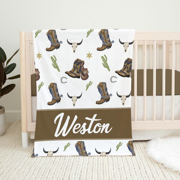 Cowboy Blanket, Personalized Cowboy Baby Blanket, Cowboy Baby Blanket, New Baby Gift, Cowboy Nursery Theme D8