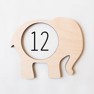 Elephant Milestone Marker, Milestone Blanket Marker, Baltic Birch Wood Milestone Marker, Baby Shower Gift, Photo Prop, Month Marker