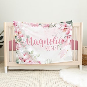 Magnolia Baby Blanket, Magnolia Nursery, Magnolia Baby Gift, Magnolia Baby Shower Gift, Magnolia Blanket, Magnolia Nursery Blanket F102