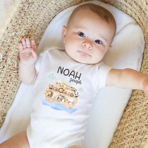 Noah's Ark Baby Bodysuit, Noah's Ark Bodysuit, Baby Shower Gift, Pregnancy Reveal Baby Shirt, Baby One Piece, Noah Ark Baby Outfit S35