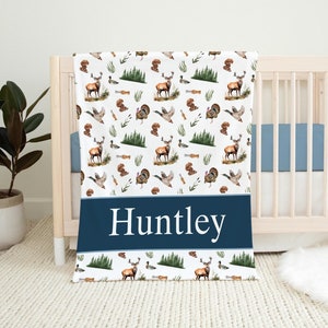 Hunting Blanket, Personalized Hunter Baby Blanket, Buck Baby Blanket, New Baby Gift, Duck Hunter Nursery Theme, Duck Baby Shower W61