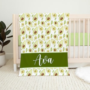 Avocado Blanket, Avocado Personalized Baby Blanket, Avocado Nursery Theme, Avocado Toddler Blanket, Avocado Baby Shower Gift G11