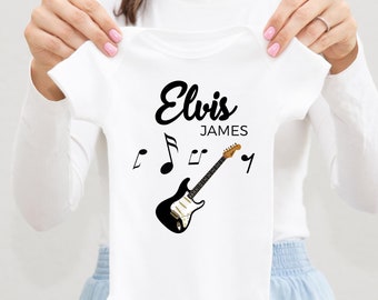 Guitar Baby Bodysuit, Music Bodysuit, Baby Shower Gift, Pregnancy Reveal Baby Shirt, Baby One Piece, Electric Guitar Baby Outfit