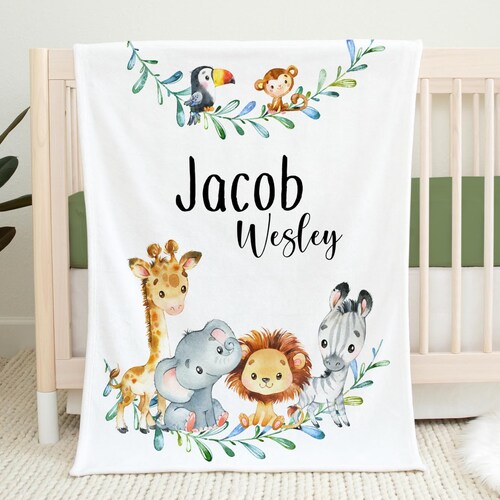 Safari Blanket Safari Crib Bedding Personalized Baby Etsy