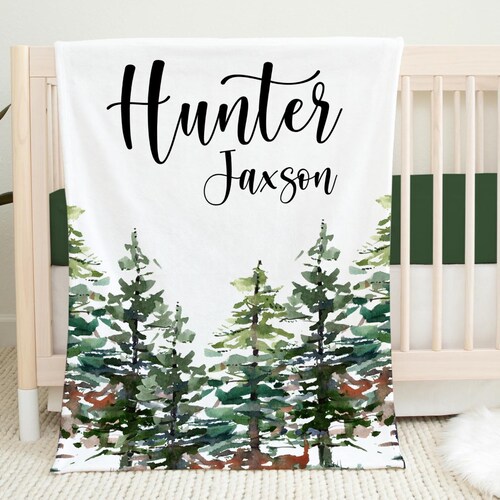Forest Baby Blanket Forest Crib Bedding Personalized Baby Etsy