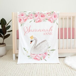 Swan Princess Nursery Baby Blanket, Swan Girl Baby Blanket, Swan BabyBlanket, Swan Nursery Theme, New Baby Gift G3