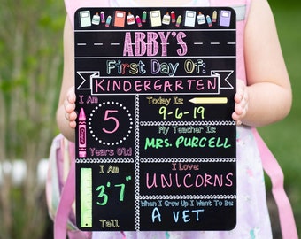 Reusable First and Last Day of School Sign, Liquid Chalk Dry Erase School Board, Girl First Day of School Sign, Back To School Sign, Pink