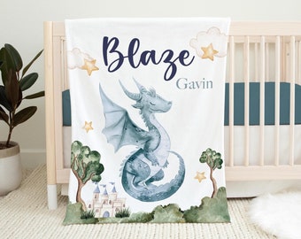 Dragon Blanket, Personalized Dragon Baby Blanket, Newborn Coming Home Blanket, New Baby Gift, Dragon Nursery Theme, Dragon Baby Shower B81