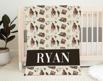 Cowboy Blanket, Personalized Cowboy Baby Blanket, Cowboy Baby Blanket, New Baby Gift, Cowboy Nursery Theme C36