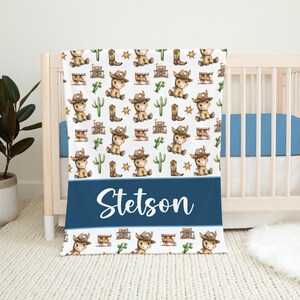 Cowboy Blanket, Personalized Cowboy Baby Blanket, Cowboy Horse Baby Blanket, New Baby Gift, Cowboy Nursery Theme D13