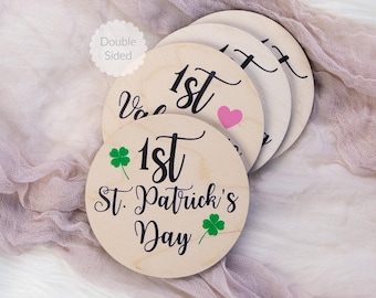 My First Holiday Milestone Cards, Baby Milestone Holiday Wood Discs Marker, Wood Milestone Card, Baby Milestones, Photo Prop