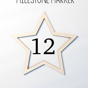 Star Milestone Marker, Baby Milestone Blanket Marker, Baltic Birch Wood Milestone Marker, Baby Shower Gift, Photo Prop, Month Marker