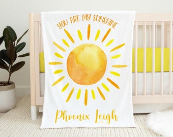 Sunshine Blanket, Personalized Sunshine Baby Blanket, You Are My Sunshine and Back Baby Blanket, Gender Neutral Blanket, Sun Nursery T79