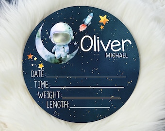 Astronaut Birth Stat Sign, Rocket Birth Stat Sign, Outer Space Birth Stat Sign, Personalized Birth Stat Sign, Outer Space Nursery T67