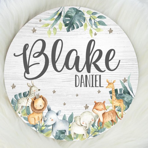 Safari Round Wood Name Sign Wood Baby Name Sign Safari Baby Etsy