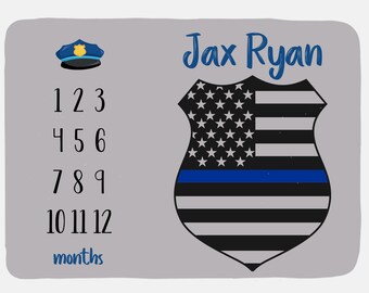 Police blanket-cop blanket-sheriff blanket-minky blanket-baby shower gift-birthday gift-flag blanket-blue line gifts-back the blue gift