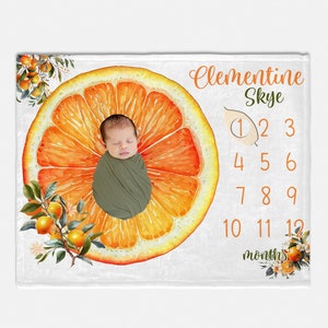 Clementine Girl Milestone Blanket, Oranges Monthly Baby Blanket, Oranges Nursery, Baby Shower Gift, Sunny Nursery, Baby Clementines G65