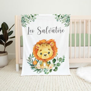 Lion Baby Blanket, Safari Crib Bedding, Personalized Baby Blanket, Safari Nursery Theme, Newborn Blanket, Lion Nursery Theme S8