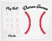 Baseball Baby Milestone Blanket, Baby Boy Blanket, Personalized Baby Blankie, Monthly Baby Blanket, Baby Boy Blankie, Baby Sports Blanket B2