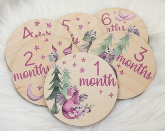 Dragon Milestone Cards, Baby Milestone Dragon Milestone Markers, Wood Milestone Card, Baby Milestones, Photo Prop, Dragon Nursery Theme G21