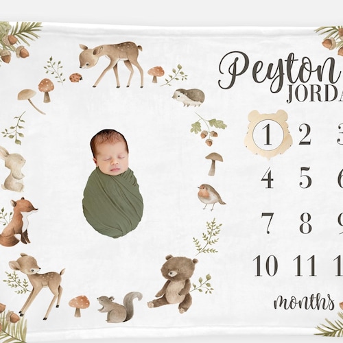Personalized Milestone Blanket Gender Neutral Baby Blanket Etsy
