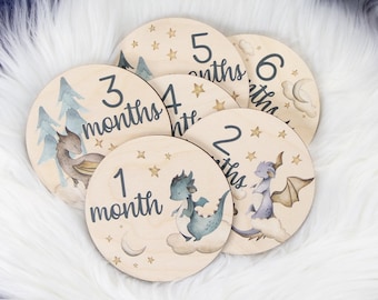 Dragon Milestone Cards, Baby Milestone Dragon Milestone Markers, Wood Milestone Card, Baby Milestones, Photo Prop, Dragon Nursery Theme B9