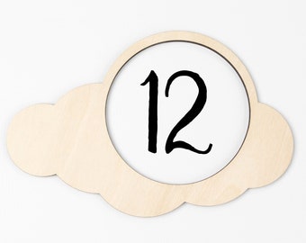 Cloud Milestone Marker, Baby Milestone Blanket Marker, Baltic Birch Wood Milestone Marker, Baby Shower Gift, Photo Prop, Month Marker