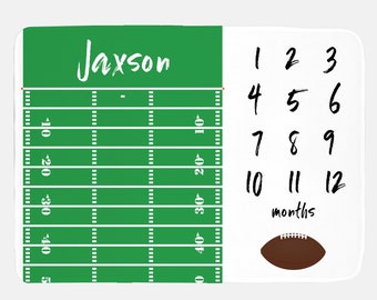 Football Baby Milestone Blanket, Baby Boy Milestone Blanket, Monthly Baby Blanket, Football Field Baby Blanket, Sport Milestone Blanket B3