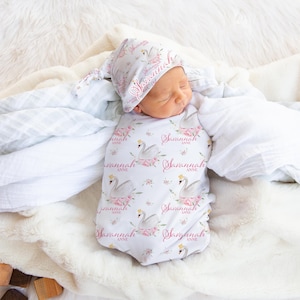 Swan Princess Swaddle Set, Personalized Swan Princess Baby Blanket, Swan Princess Swaddle Blanket, New Baby Gift, Princess Nursery, G3