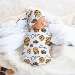 Cookie Swaddle Set, Cookie Swaddle Set, Personalized Baby Blanket, Cookie Theme, Baby Shower Gift, Cookie Toddler Blanket, Cookie Blanket