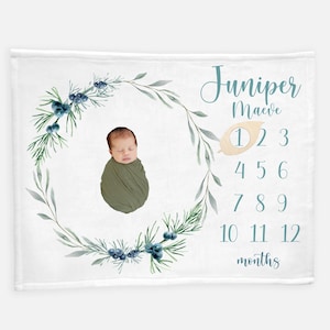 Juniper Milestone Blanket, Juniper Month Blanket, Juniper Bush Milestone Blanket, Juniper Baby Shower, Juniper Nursery, Juniper Blanket F74
