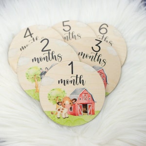 Farm Milestone Cards, Farm Animals Milestone Cards, Wood Milestone Card, Baby Milestones, Photo Prop, Farm Animal Nursery Theme C1