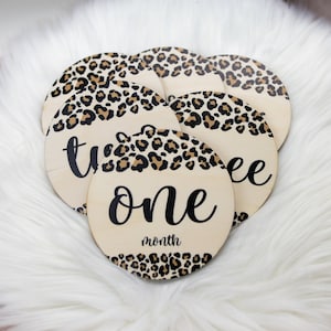 Leopard Print Milestone Cards, Leopard Print Milestone Markers, Wood Milestone Cards, Baby Milestones, Photo Prop, Leopard Nursery Theme G84