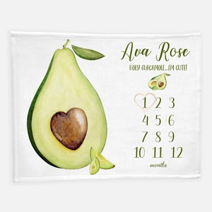 Avocado Girl Milestone Blanket, Avocados Monthly Baby Blanket, Avocado Nursery, Baby Shower Gift, Avocados Baby Gift, Avocado Blanket G11