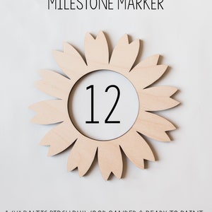 Petal Flower Milestone Marker, Milestone Blanket Marker, Baltic Birch Wood Milestone Marker, Baby Shower Gift, Photo Prop, Month Marker