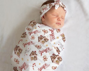 Christmas Swaddle Set Personalized Gingerbread Baby Blanket Christmas Gingerbread House Baby Blanket New Baby Gift Christmas Baby Gift Etsy Canada