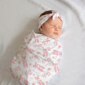 Ballet Swaddle Set, Personalized Ballerina Baby Blanket, Christmas Baby Blanket, New Baby Gift, Ballerina Nursery, Ballet Blanket G28