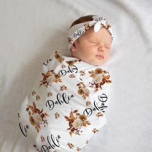 Dahlia Swaddle Set, Dahlia Swaddle Blanket, Dahlia Baby Blanket, Dahlia  Nursery Theme, Baby Shower Gift, Boho Dahlia Blanket F24