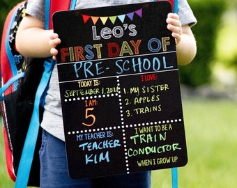 Reusable First and Last Day of School Sign, Liquid Chalk Dry Erase School Board, First Day of School Sign, Classic Primary School Sign Set