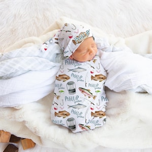 Fishing swaddle blanket top