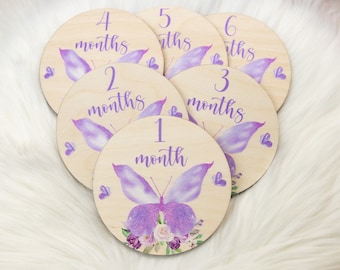 Butterfly Milestone Cards, Baby Milestone Butterfly Discs Marker, Wood Milestone Card, Baby Milestones, Photo Prop, Butterfly Nursery G6