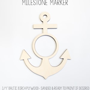 Anchor Milestone Marker, Nautical Baby Milestone Blanket Marker, Birch Wood Milestone Marker, Baby Shower Gift, Photo Prop, Month Marker