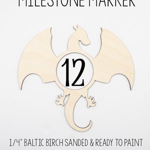 Dragon Milestone Marker, Baby Milestone Blanket Marker, Baltic Birch Wood Milestone Marker, Baby Shower Gift, Photo Prop, Month Marker