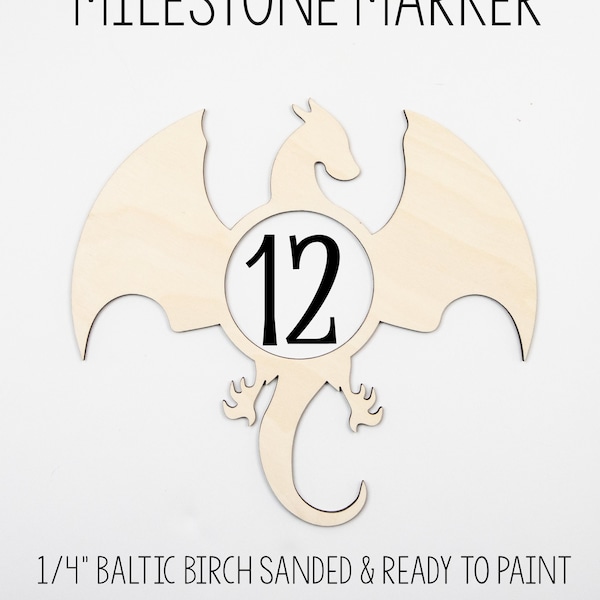 Dragon Milestone Marker, Baby Milestone Blanket Marker, Baltic Birch Wood Milestone Marker, Baby Shower Gift, Photo Prop, Month Marker